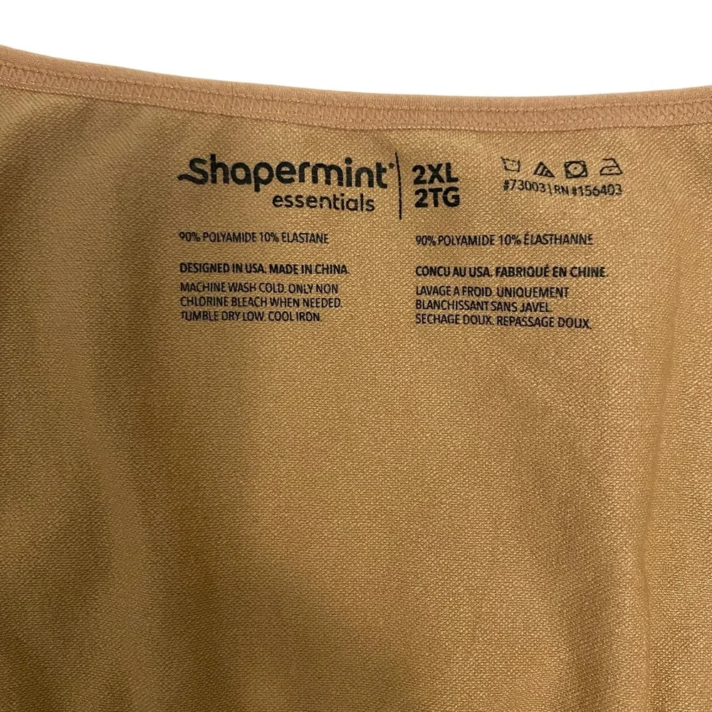 Shapermint Essentials Scoop Neck Bodysuit Tan Brown Shapewear 2XL 2TG Seamless